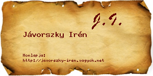 Jávorszky Irén névjegykártya